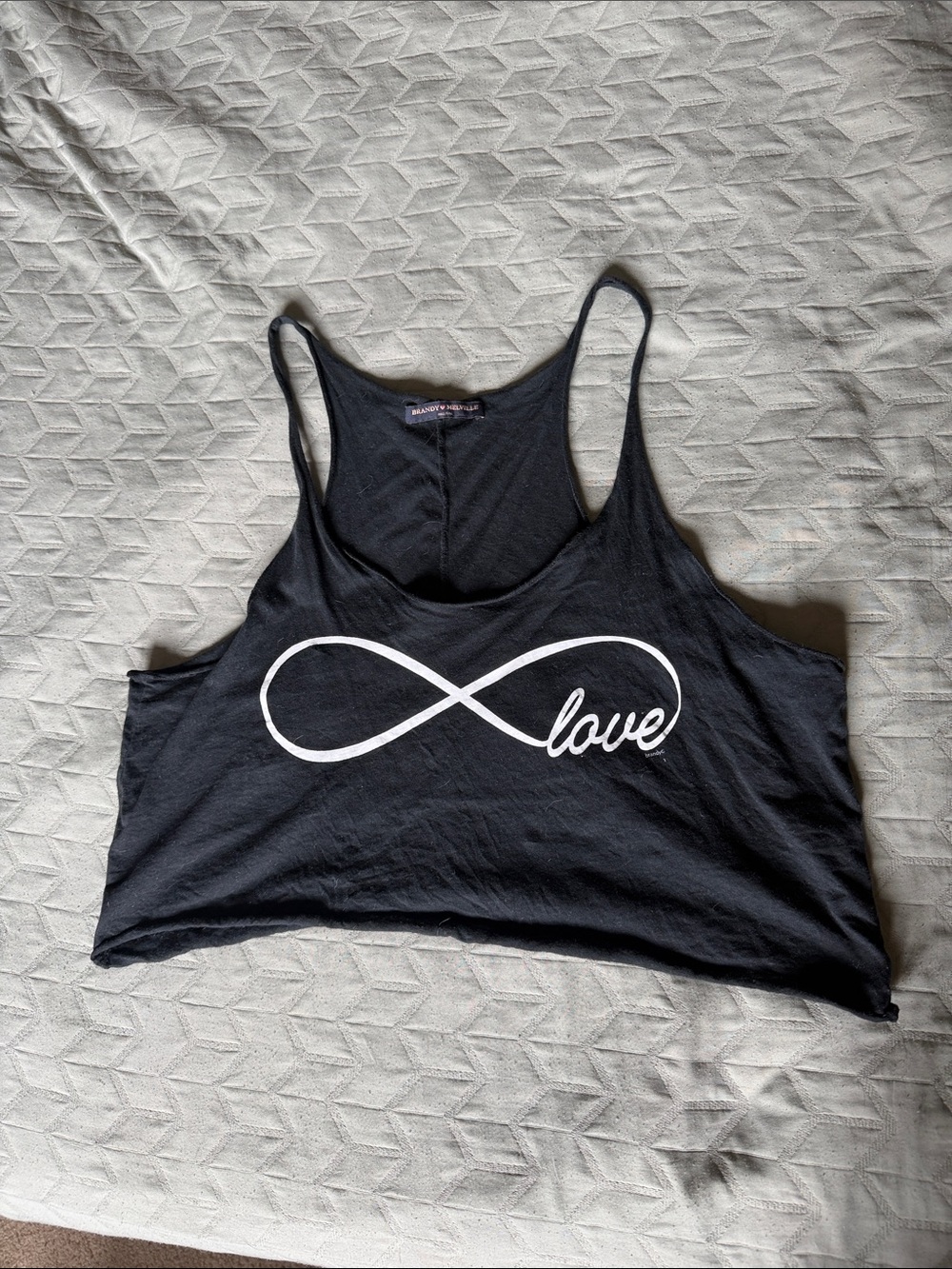 Brandy Melville Black Tank Top with White Infinity Love Graphic